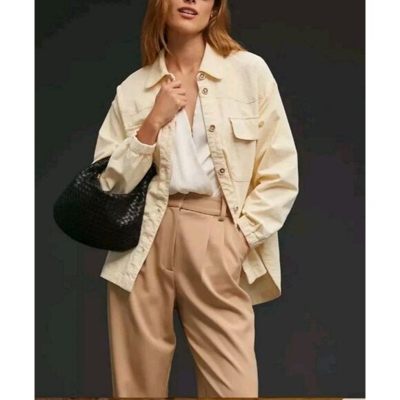 Anthropologie Corduroy Button Down Capsule Everyday Size Small Shacket Cream - Picture 1 of 9
